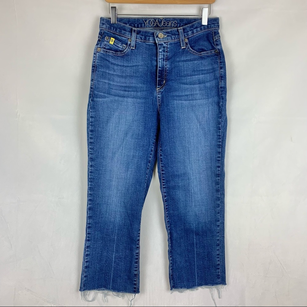 YOGA JEANS High Rise Straight Leg Raw Hem Sz 30